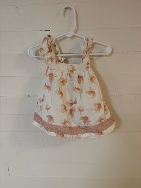 Catherine Malandrino Baby Butterfly Dress 12M Lace Trim Pink Cream